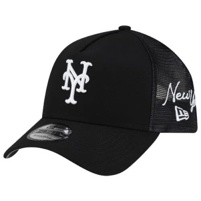 New Era Womens New York Mets Mets 940af Script Trucker Cap In Black
