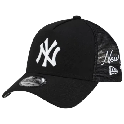 New Era Womens New York Yankees Yankees 940af Script Trucker Cap In Black