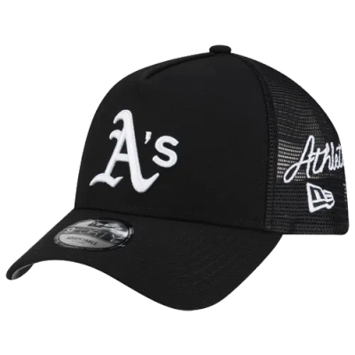 New Era Womens Oakland Athletics Athletics 940af Script Trucker Cap In Black