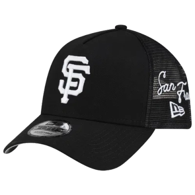 New Era Womens San Francisco Giants Giants 940af Script Trucker Cap In Black