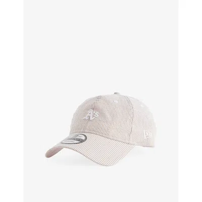 New Era Womens Stone/white 9twenty Athletics Mlb Seersucker Cap In Pink