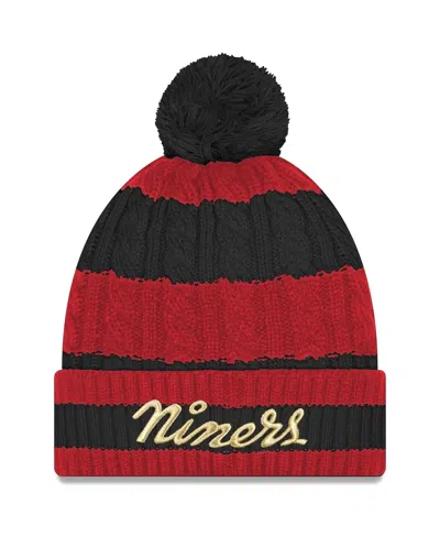 New Era Women'sâ Black San Francisco 49ers 2025 Rivalries Collection Braided Cuffed Pom With Knit Hat In Multi