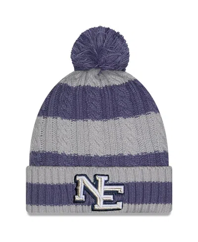 New Era Women'sâ Meadow Blue New England Patriots 2025 Rivalries Collection Braided Cuffed Knit With Pom Hat