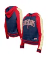 New Era Women's Navy Cleveland Guardians Cooperstown Collection Cropped Raglan Pullover Hoodie In Navy