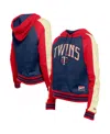 New Era Women's Navy Cleveland Guardians Cooperstown Collection Cropped Raglan Pullover Hoodie In Navy