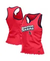 New Era Women'sâ Red Houston Texans Lettuce Hem Notch Neck Tri-blend Tank Top In Red