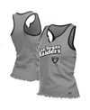 New Era Women'sâ Silver Las Vegas Raiders Lettuce Hem Notch Neck Tri-blend Tank Top