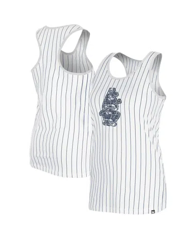 New Era Women'sâ White Chicago Cubs Gameday Pinstripe Tank Top