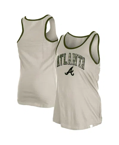 New Era Women'sâ Cream Atlanta Braves Armed Forces Tank Top In Neutral