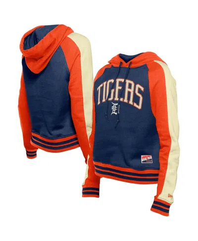 New Era Women's Navy Detroit Tigers Cooperstown Collection Cropped Raglan Pullover Hoodie