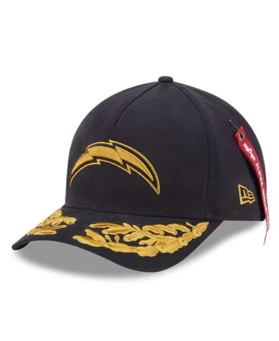 New Era X Alpha Industries Men's Black Los Angeles Chargers A-frame 9forty Adjustable Hat In Brown