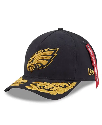 New Era X Alpha Industries Men's Black Philadelphia Eagles A-frame 9forty Adjustable Hat In Blue