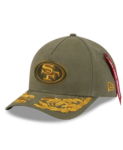 New Era X Alpha Industries Men's Olive San Francisco 49ers A-frame 9forty Adjustable Hat In Gray
