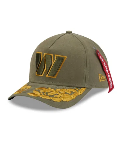 New Era X Alpha Industries Men's Olive Washington Commanders A-frame 9forty Adjustable Hat In Green