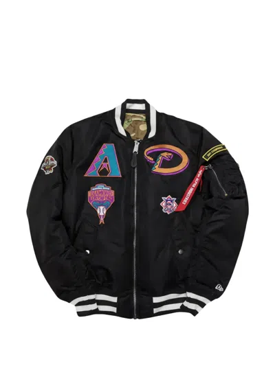 New Era X Alpha Industries Reversible Bomber Jacket In Black