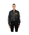 New Era X Alpha Industries Women's Black New York Yankees Cropped Full-zip Jacket In Black