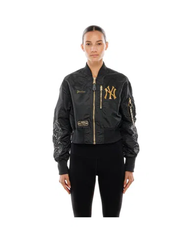 New Era X Alpha Industries Women's Black New York Yankees Cropped Full-zip Jacket