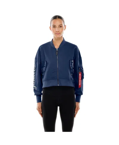 New Era X Alpha Industries Women's Navy New York Yankees Cropped Full-zip Jacket In Blue