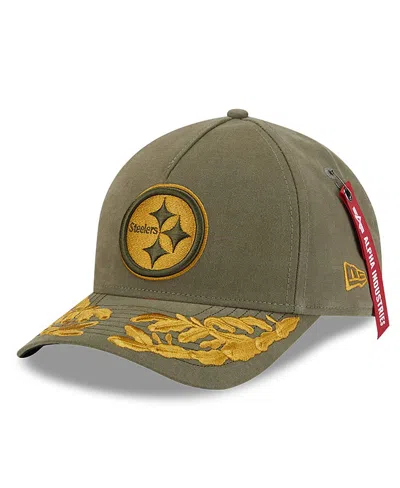 New Era X Alpha Men's Industries Olive Pittsburgh Steelers A-frame 9forty Adjustable Hat In Green
