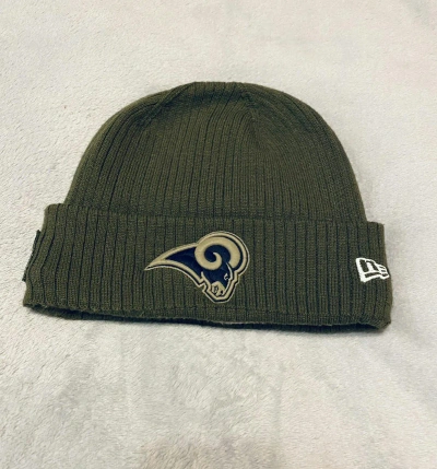 Pre-owned New Era X Nfl Hype Nfl Los Angeles Rams Team Beanie Hat In Khaki Green