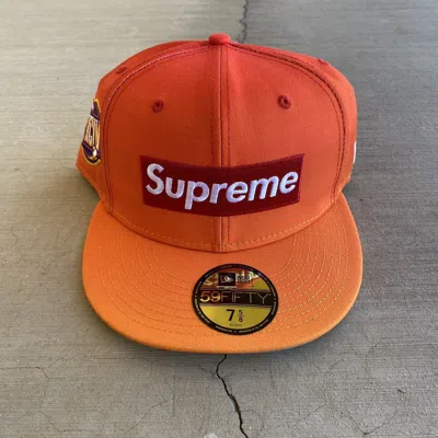 Pre-owned New Era X Supreme Hat Gradient Box Logo New Era 7 5/8 Orange 2023