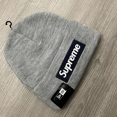 Pre-owned New Era X Supreme New Era Box Logo Beanie Fw25 Grey In Gray