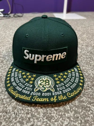Pre-owned New Era X Supreme Undisputed Box Logo New Era Fitted Hat In Dark Green