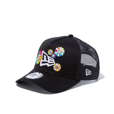 Pre-owned New Era X Takashi Murakami Aframe Trucker Flower Flag 9forty Hat In Black