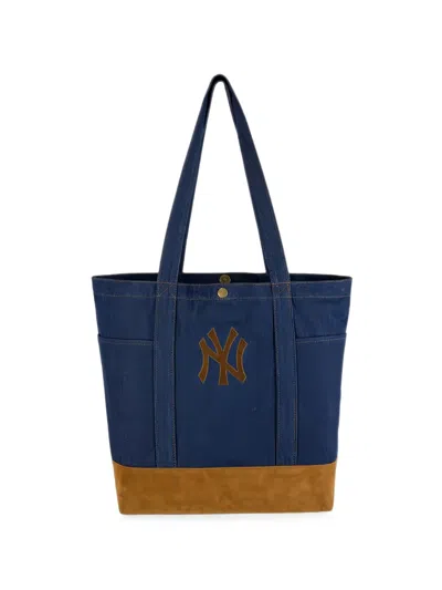 New Era Yankees Mlb Suede Denim Tote Bag In Blue