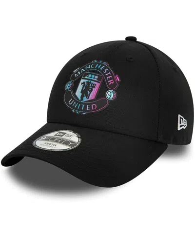 New Era Kids' Youth Boys And Girls  Black Manchester United Holographic 9forty Adjustable Hat