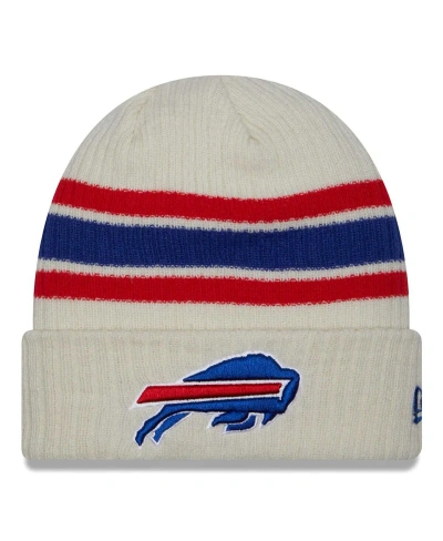 New Era Kids' Youth Boys And Girls  White Distressed Buffalo Bills Vintage-like Cuffed Knit Hat In Neutral