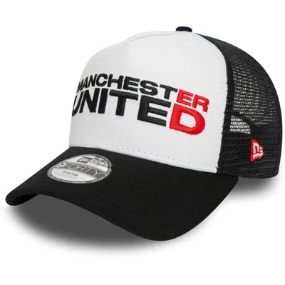 New Era Kids' Youth  Black Manchester United Wordmark E-frame 9forty Trucker Adjustable Hat