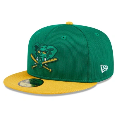 New Era Kids' Youth   Kelly Green Oakland Athletics 2024 Batting Practice 59fifty Fitted Hat