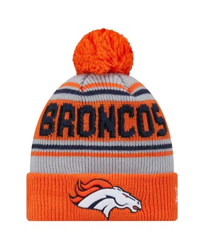 New Era Kids' Youth Orange Denver Broncos Main Cuffed Knit Hat With Pom