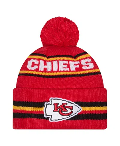 New Era Kids' Youth Red Kansas City Chiefs Classic Cuffed Knit Hat With Pom