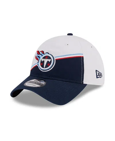 New Era Youth White/navy Tennessee Titans 2023 Sideline 9twenty Adjustable Hat In White Navy