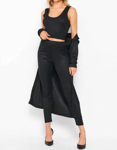 New Fashion Feels Like Fun 3-piece Ribbed Set In Black
