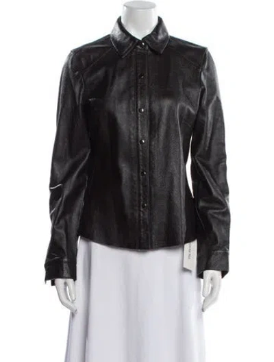 Pre-owned New Frontier Leather Biker Jacket In Black