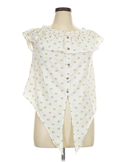 Pre-owned New Glory Short Sleeve Blouse In White