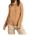 New In Crinkle Gauze Button Down Shirt In Mocha In Brown