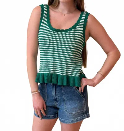 New In Fiona Crochet Peplum Tank Top In Green