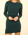 New In Fitted Long Sleeve Bodycon Dress In Emerald Green In Green