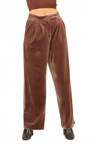 New In High Waist Velvet Pants In Mocha In Brown