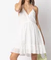 New In Lattice Open Back Sleeveless Ruffled Mini Dress In White In White