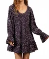 New In Leopard Smocked Mini Dress In Charcoal In Multi