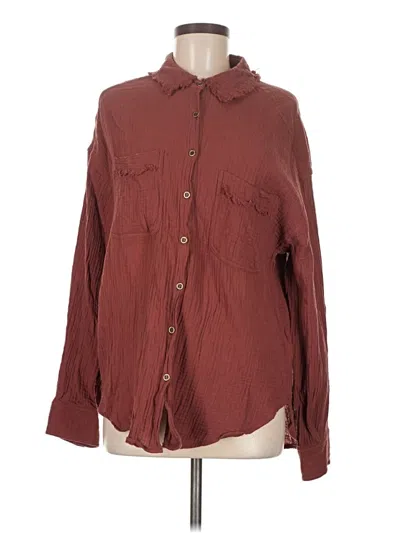 Pre-owned New In Long Sleeve Button Down Shirt In Burgundy