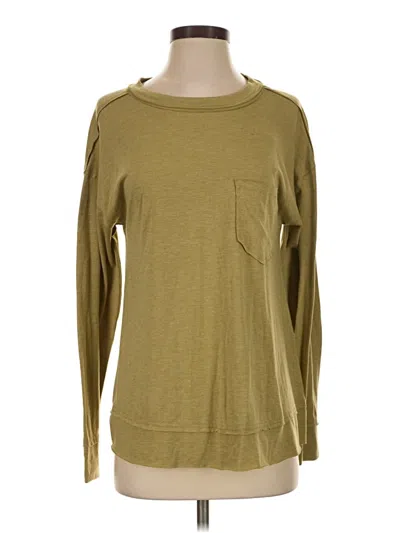 Pre-owned New In Long Sleeve Top Green Crew Neck Tops