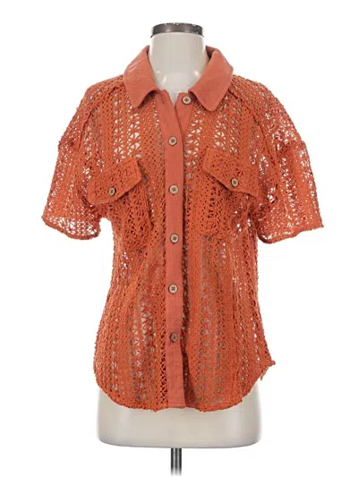 Pre-owned New In Short Sleeve Blouse In Orange