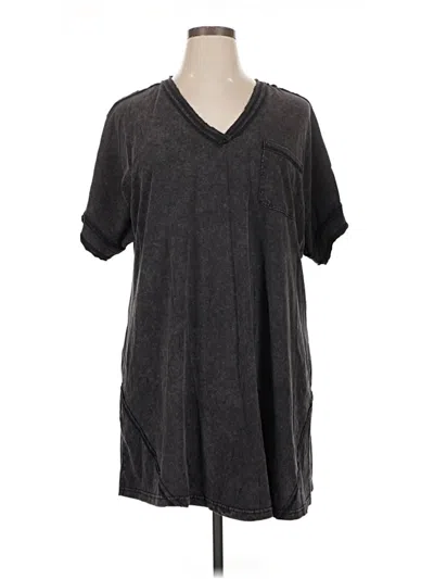 Pre-owned New In Short Sleeve Henley Shirt In Gray