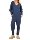 New In Solid Knit Baggy Jumpsuit In Blue In Blue